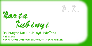 marta kubinyi business card
